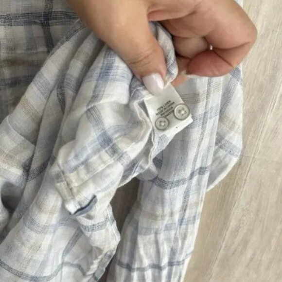 Peter Millar Coronado Linen Sport Shirt Mens Sz M Plaid Embroidered Logo Light - Picture 3 of 4